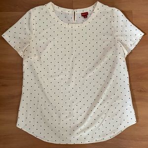 White Blouse with Black Polka Dots